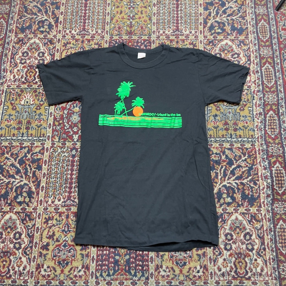 VTG 70s 80s Matador Barbados Island in the Sun T-Shirt Black Single Stitch M